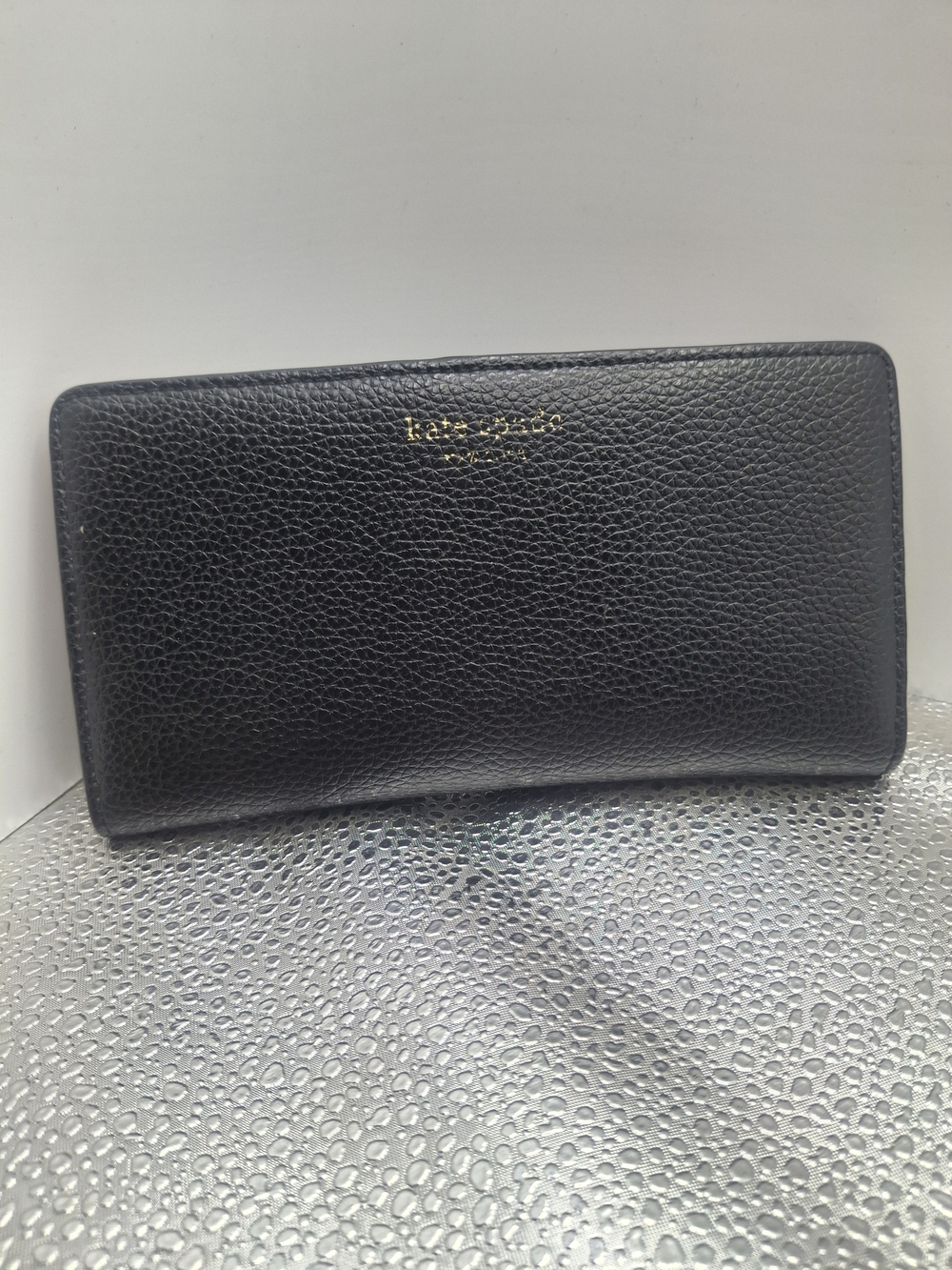 kate spade black pebbled leather continental wallet